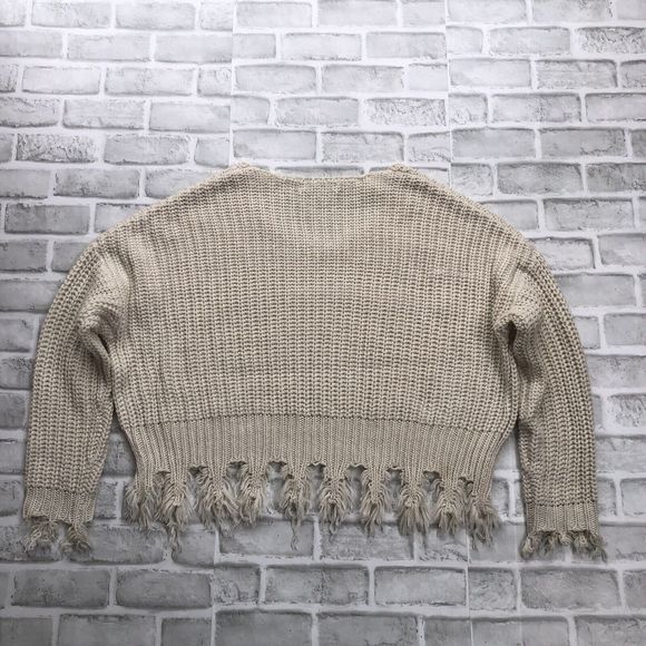 Young Fabulous & Broke Chunky Knit Distressed Raw Hem Oversized Sweater Size S/M - Picture 13 of 13